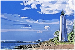 Five Mile Point Light Facing New Haven CT. Digi Paint.